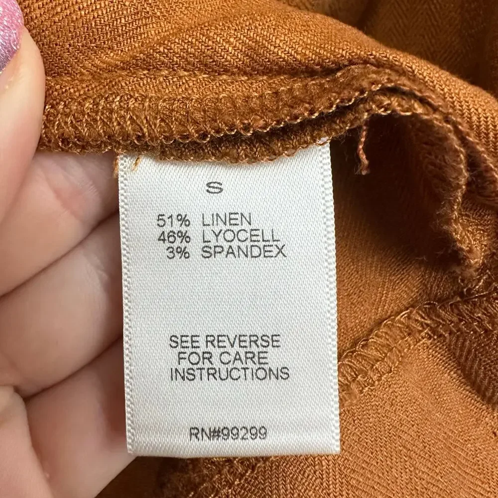 Evereve Double Breasted Linen Blend Blazer Burnt Orange Women's Small Business - Picture 6 of 7